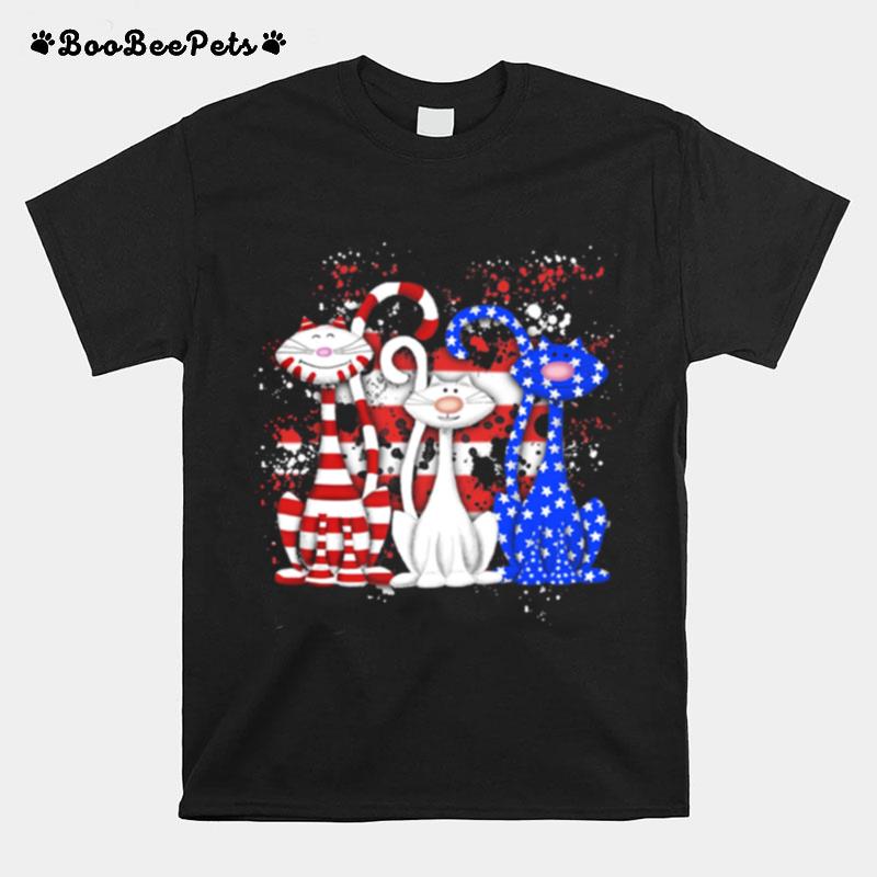 Tree Cat With American Flag T-Shirt