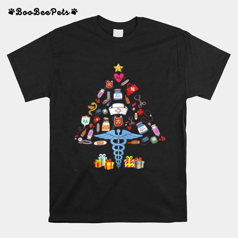 Tree Christmas Picture Medical Tools Doctor Xmas T-Shirt