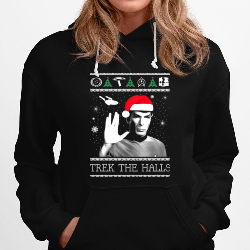 Trek The Halls Funny Star Trek Ugly Christmas Hoodie