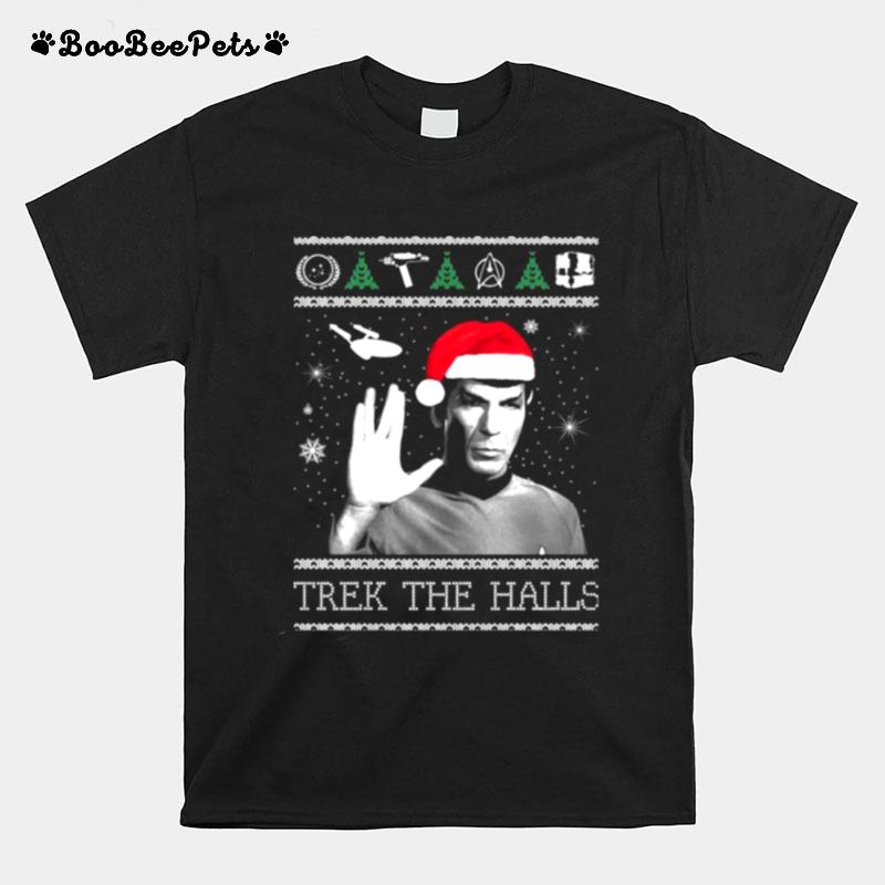 Trek The Halls Funny Star Trek Ugly Christmas T-Shirt