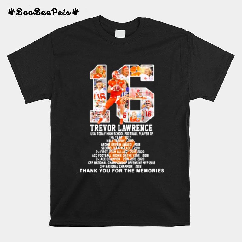 Trevor Lawrence Usa Today High School Football Player Of Year 2017 Number 16 T-Shirt