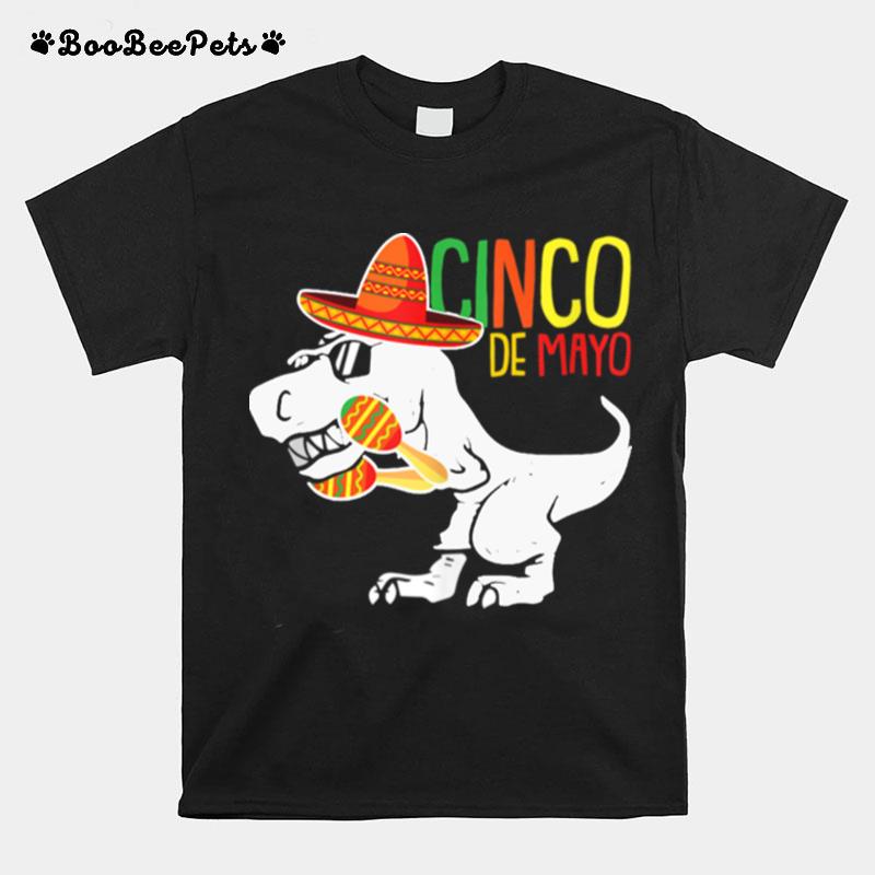 Trex Cinco De Mayo Cute Sombrero Dinosaur Mexican Party T-Shirt