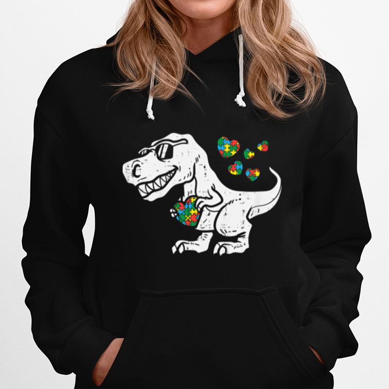 Trex Dinosaur Puzzle Dino Autism Awareness Toddler Boys Hoodie