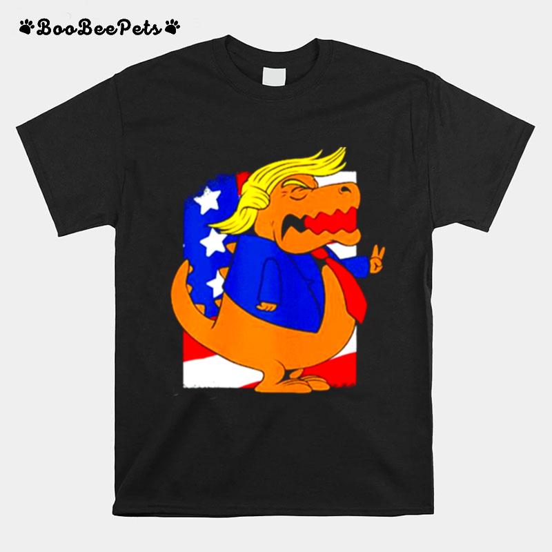 Trex Trump With Us Flag T-Shirt