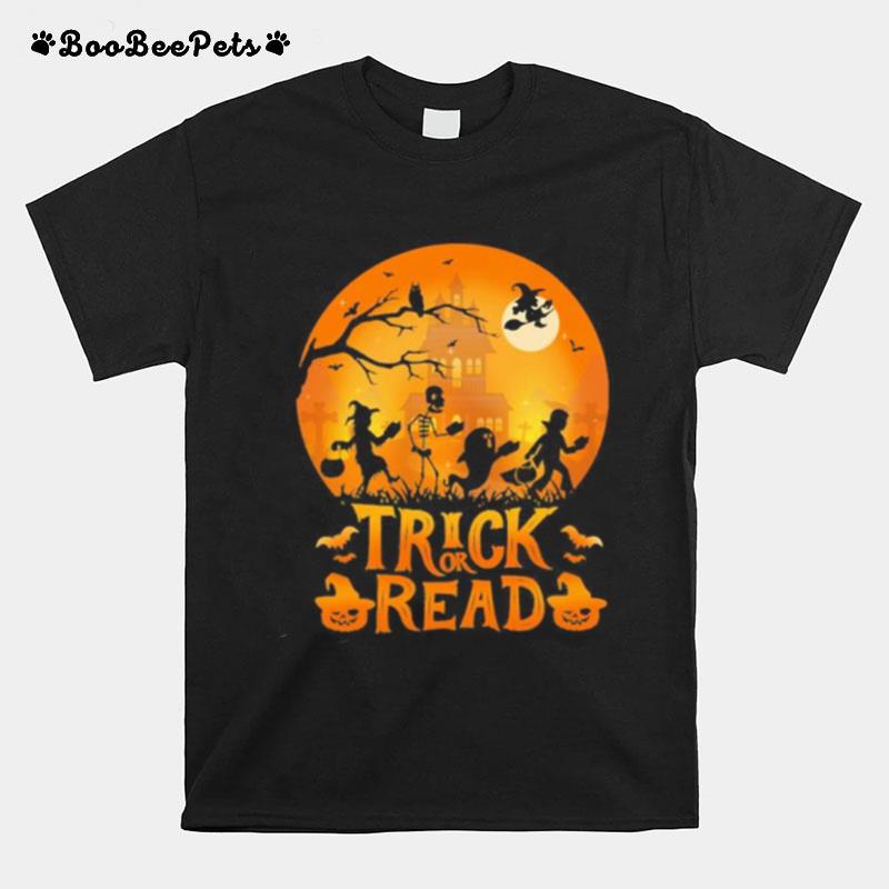Trick Or Read Witch And Ghost Halloween Copy T-Shirt
