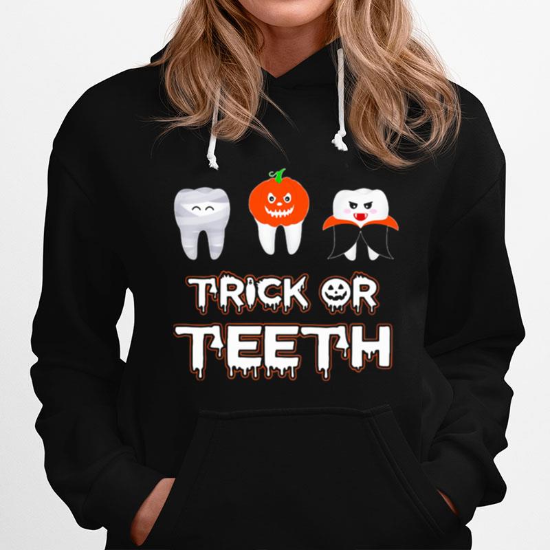 Trick Or Teeth Pumpkin Witch Halloween Hoodie