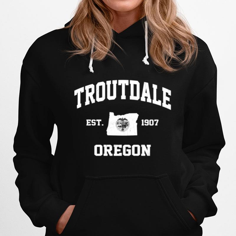 Troutdale Oregon Or Vintage State Athletic Style Hoodie