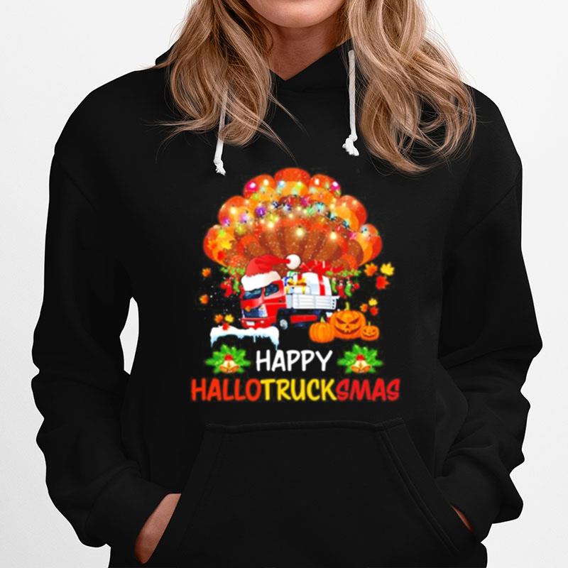 Trucker Happy Hallotrucksmas Hoodie