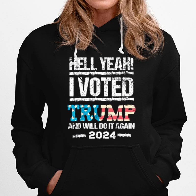 Trump 2024 I Voted Trump Flag Maga Patriot Party Election Tee Hoodie