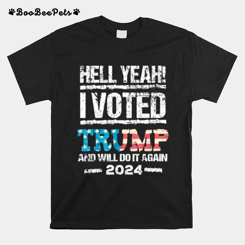 Trump 2024 I Voted Trump Flag Maga Patriot Party Election Tee T-Shirt