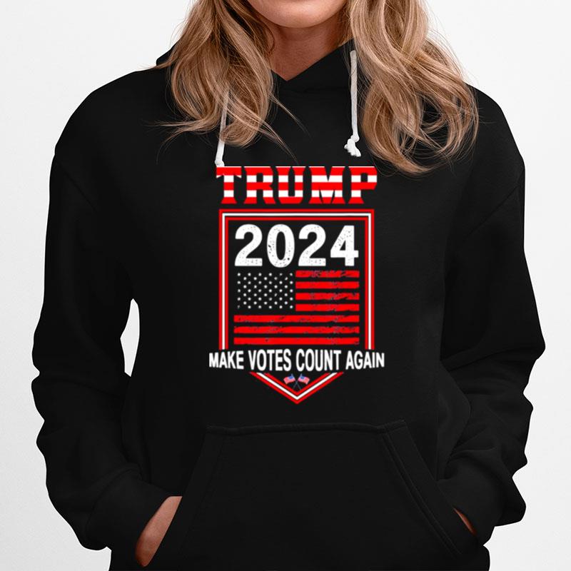 Trump 2024 Make Votes Count Again America Flag Retro Hoodie