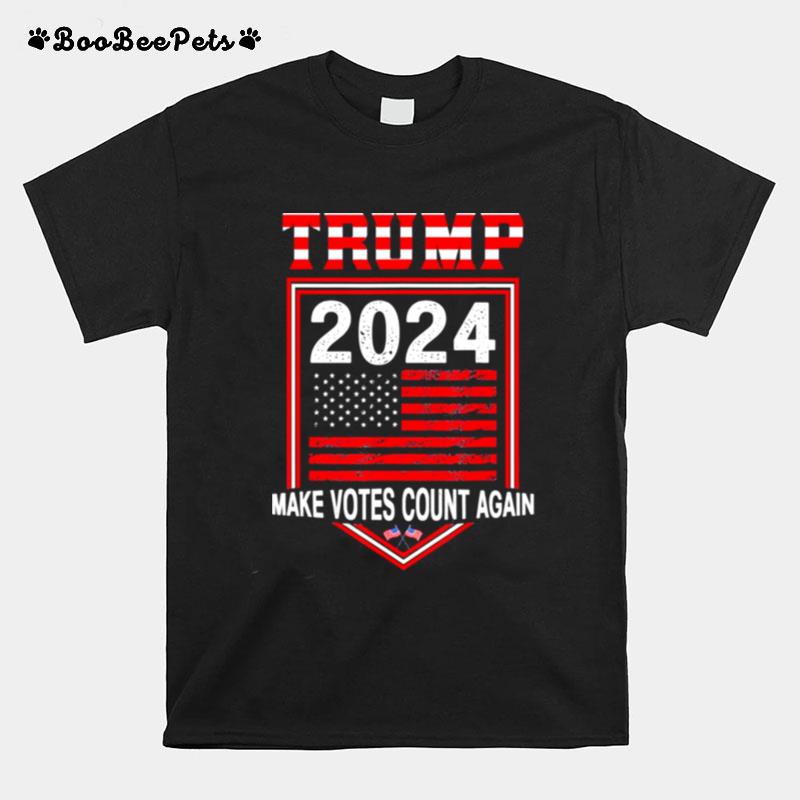 Trump 2024 Make Votes Count Again America Flag Retro T-Shirt