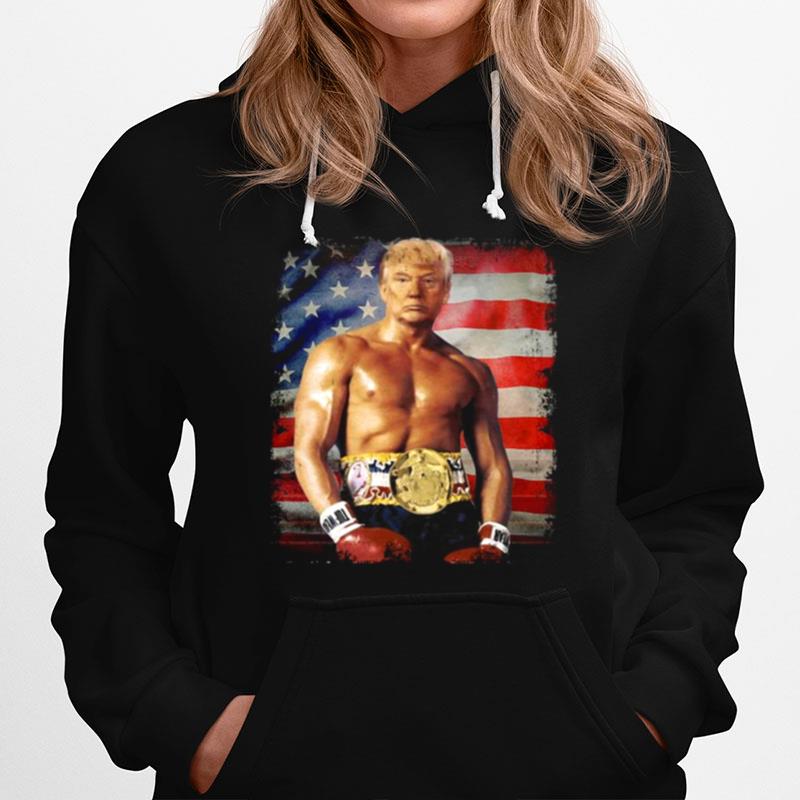 Trump Rocky Fighter American Flag Hoodie