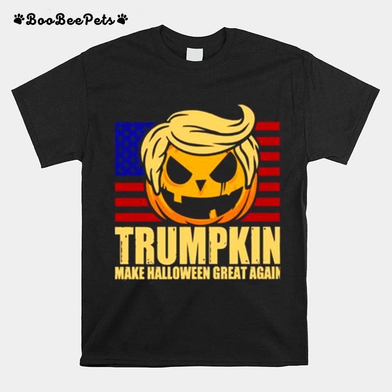 Trumpkin America Flag Trump Halloween Spooky Night T-Shirt