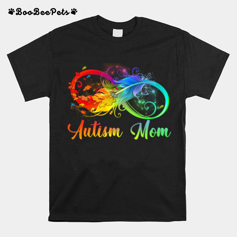 Tu Autism Mom Colorful Feather Autism Awareness Support T-Shirt