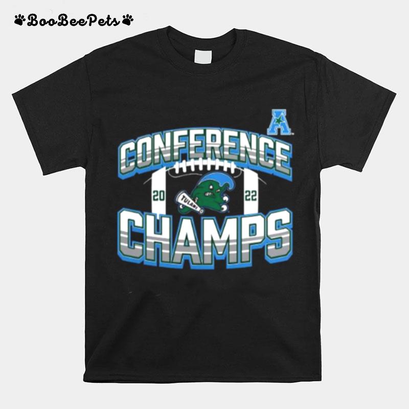 Tulane Green Wave 2022 Aac Football Conference Champions Icon Bold T-Shirt