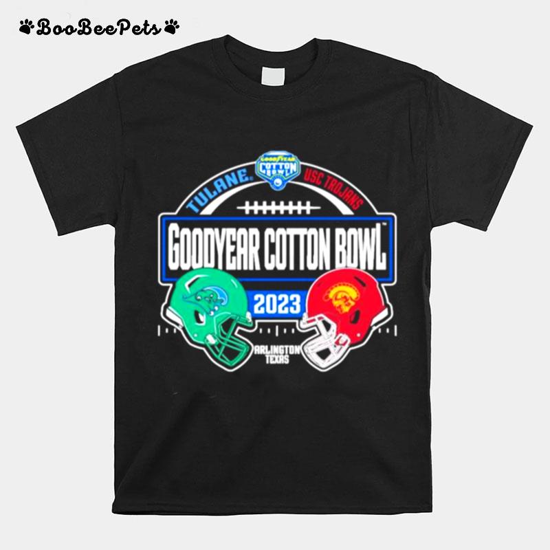 Tulane Vs Usc Trojans 2023 Goodyear Cotton Bowl Matchup Helmet Copy T-Shirt