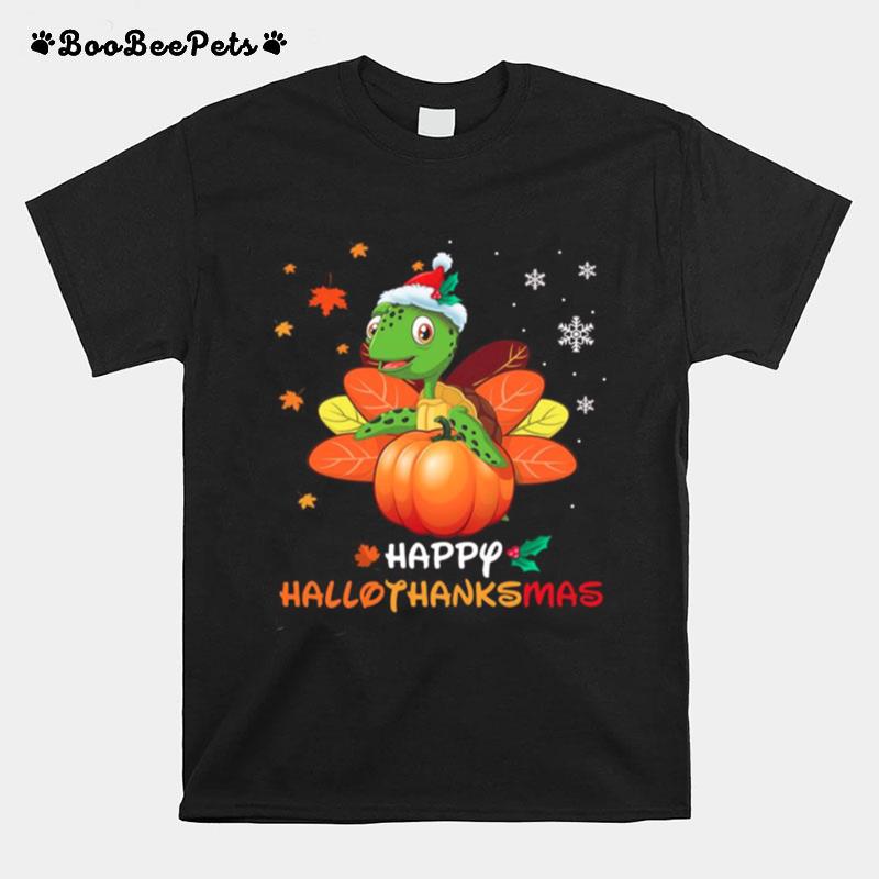 Turtle Santa Happy Hallothanksmas Christmas T-Shirt