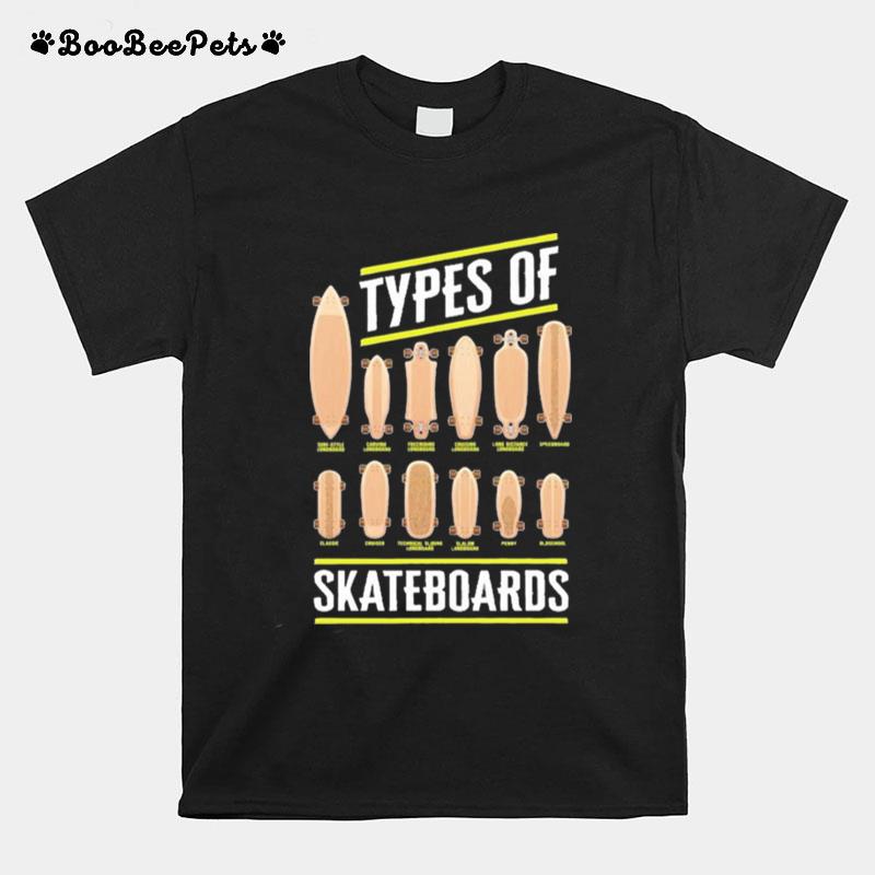 Type Of Skateboards Skateboarding T-Shirt