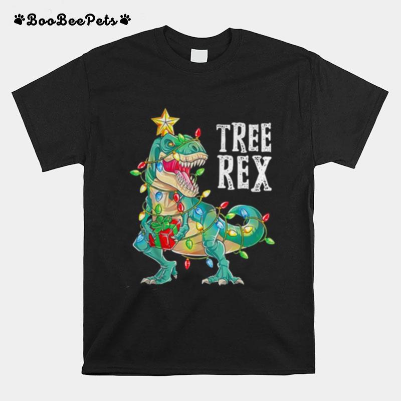 Tyrannosaurus Tree Rex Christmas Lights T-Shirt