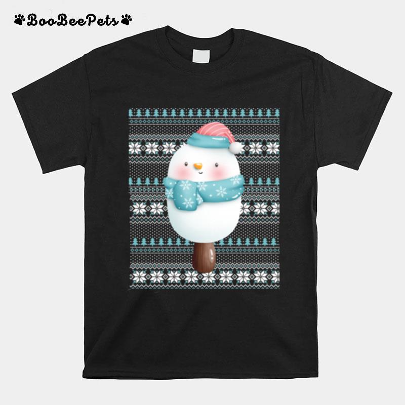 Ugly Christmas Santa Costume Christmas Snowman Ice Cream T-Shirt