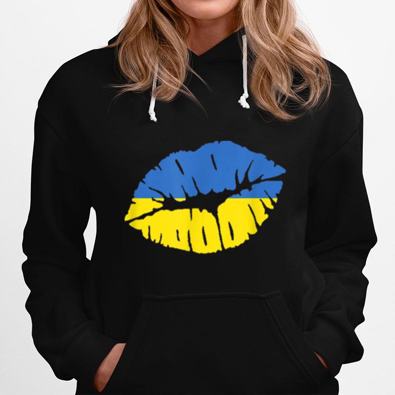 Ukraine Flag Lip Kiss Kissing Mouth For Ukrainians Hoodie