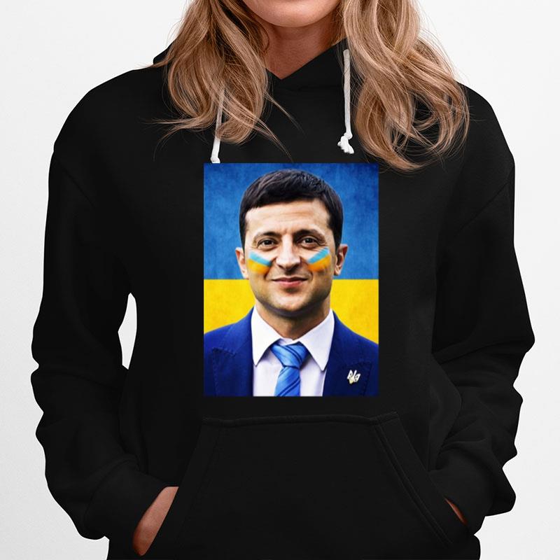 Ukraine Flag Ukrainian President Zelensky Hero Grunge Design Hoodie