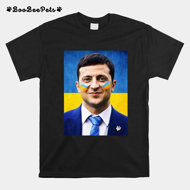 Ukraine Flag Ukrainian President Zelensky Hero Grunge Design T-Shirt