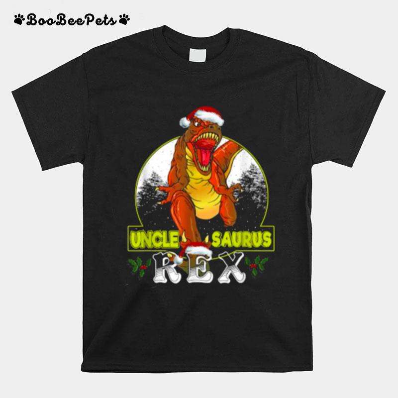 Uncle Saurus T Rex Christmas Santa Hat Dinosaur T-Shirt