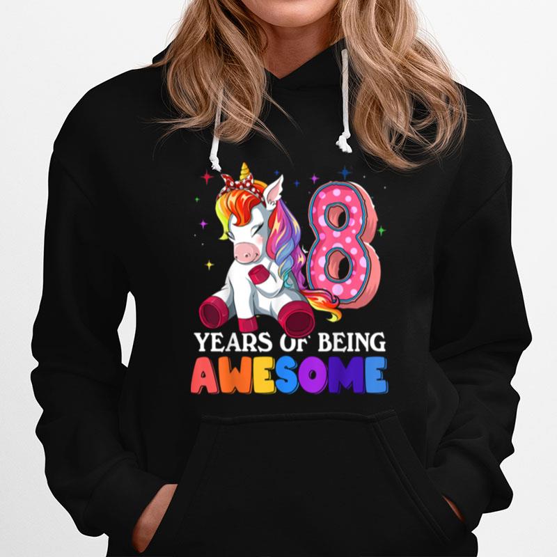 Unicorn 8Th Girl 8Th Years Being Awesome Hoodie