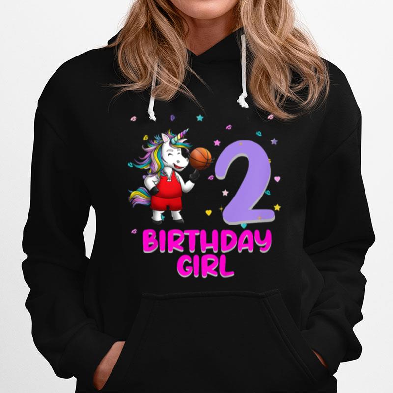 Unicorn Basketball 2Nd Birthday Girl Love 2 Years Old Hoodie