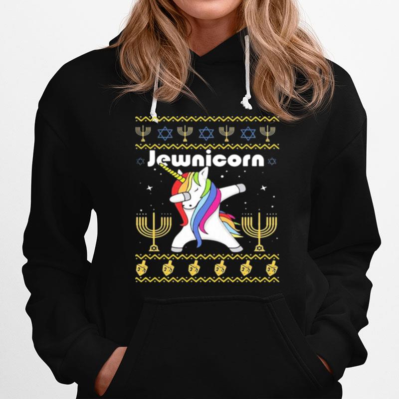 Unicorn Dabbing Jewnicorn Ugly Christmas Hoodie