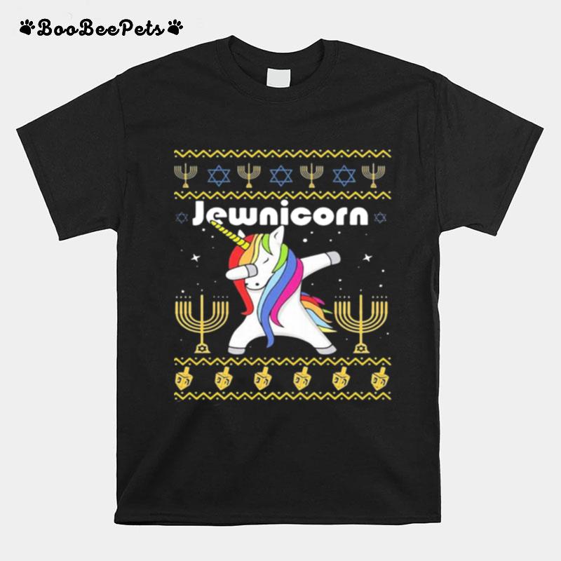 Unicorn Dabbing Jewnicorn Ugly Christmas T-Shirt