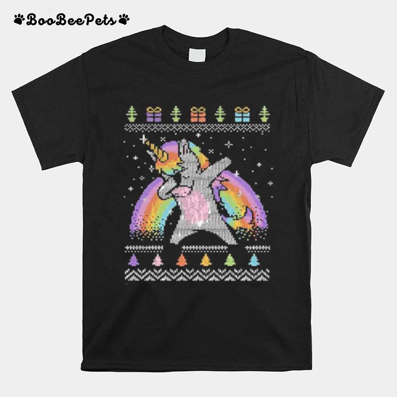 Unicorn Dabbing Ugly Merry Christmas T-Shirt