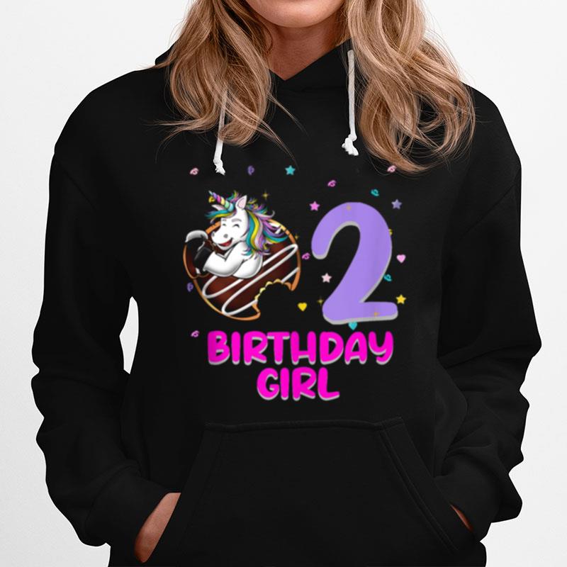 Unicorn Donut 2Nd Birthday Girl Love 2 Years Old Hoodie