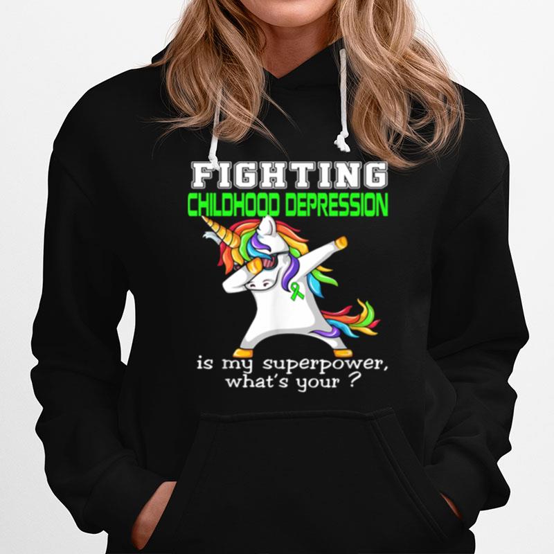 Unicorn Fighting Childhood Depression Awareness Hoodie