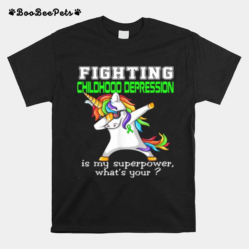 Unicorn Fighting Childhood Depression Awareness T-Shirt