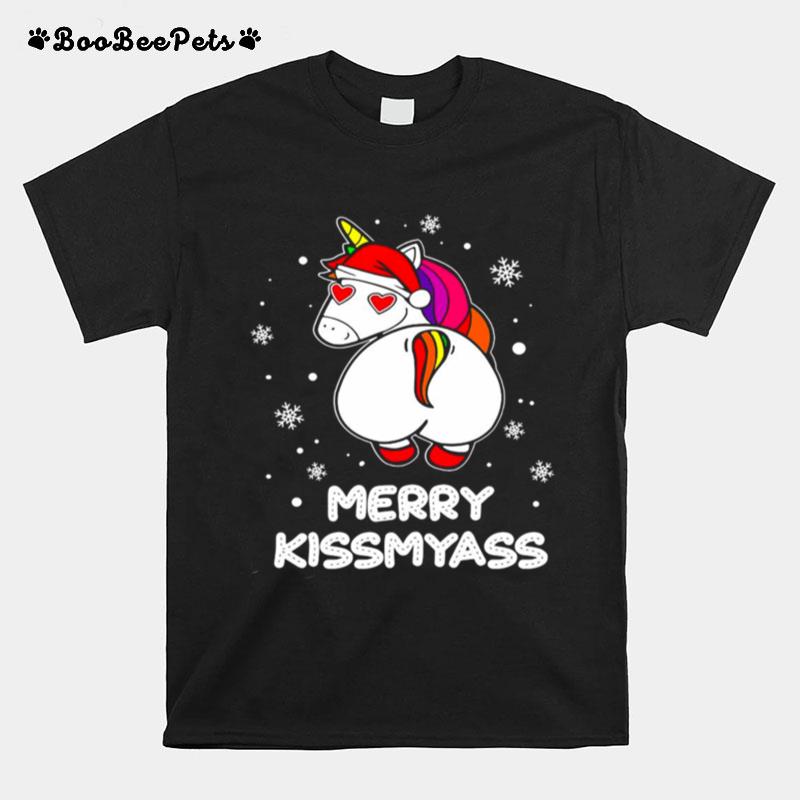 Unicorn Merry Kissmyass Ugly Christmas T-Shirt