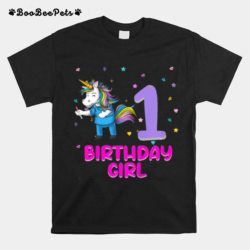Unicorn Nurse 1St Birthday Girl Love 1 Year Old T-Shirt