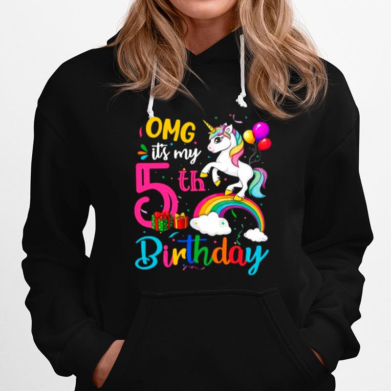 Unicorn Omg Its My 5Th Happy Birthday Hoodie