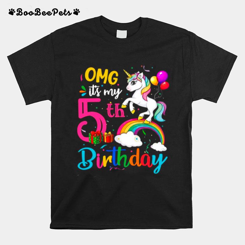 Unicorn Omg Its My 5Th Happy Birthday T-Shirt