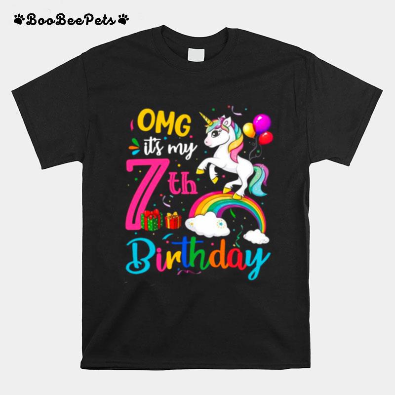 Unicorn Omg Its My 7Th Happy Birthday T-Shirt