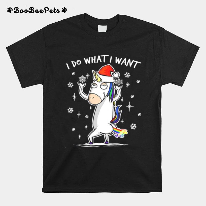 Unicorn Santa Claus Hat I Do What I Want Christmas T-Shirt