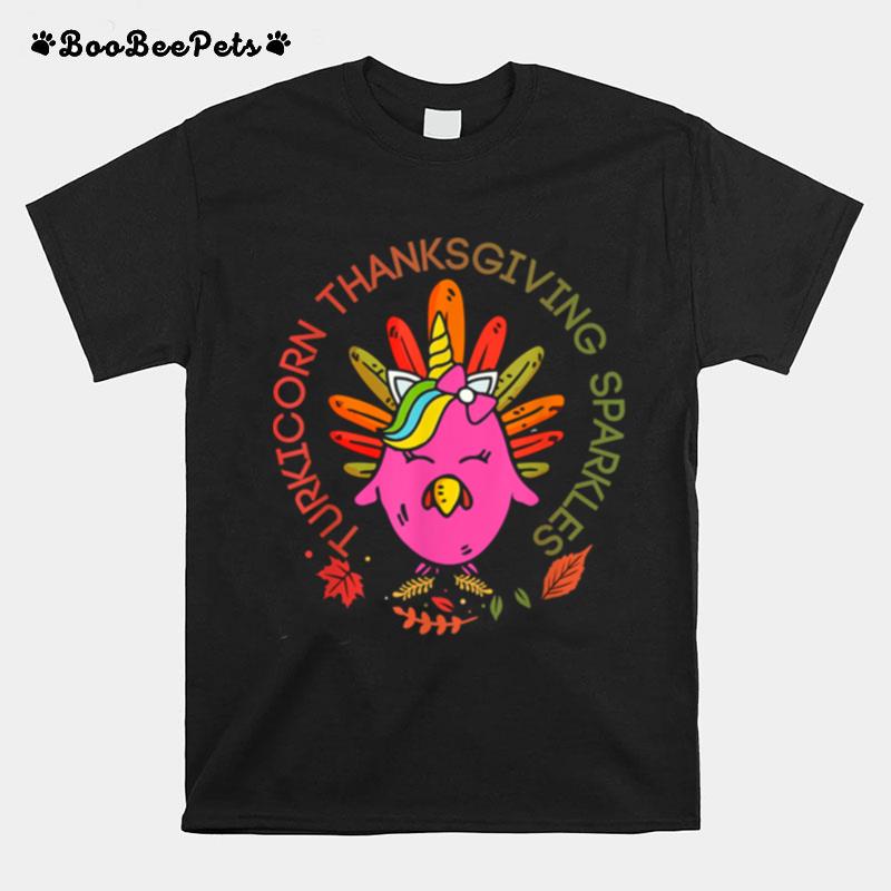 Unicorn Turkey Thanksgiving Sparkles T-Shirt