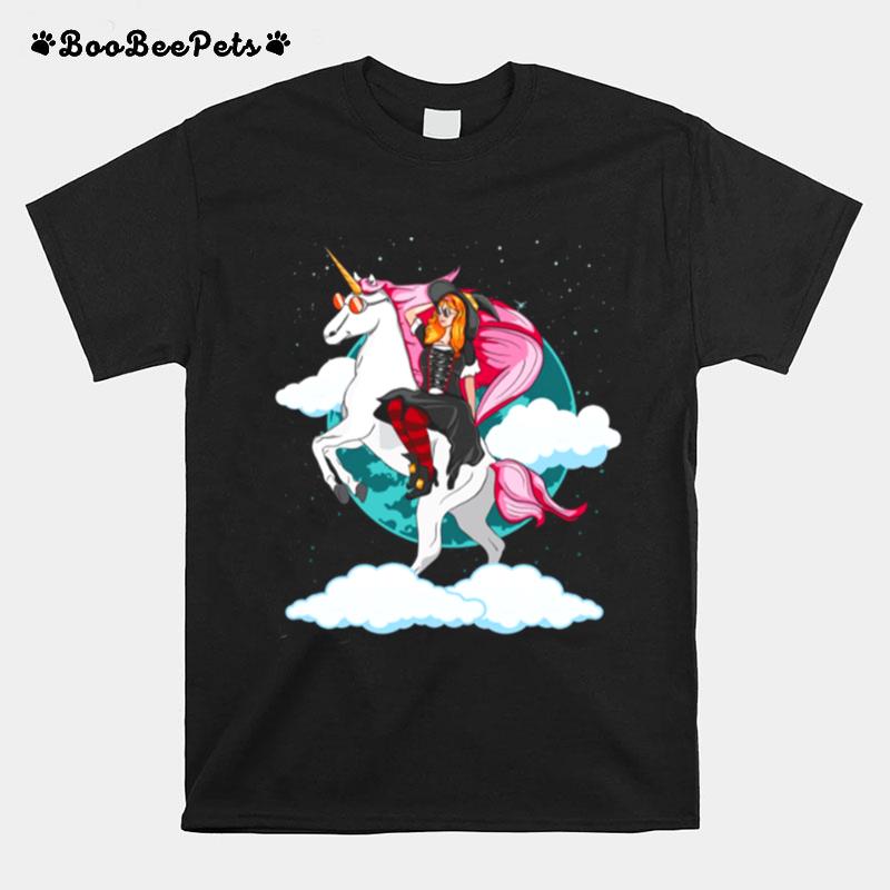 Unicorn Witch Witch Riding Unicorn Halloween T-Shirt