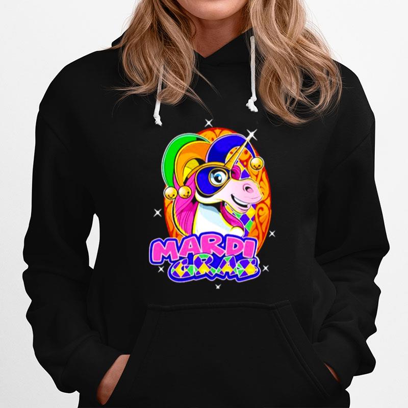 Unicorn With Cute Mask Carnival Lover Mardi Gras Hoodie