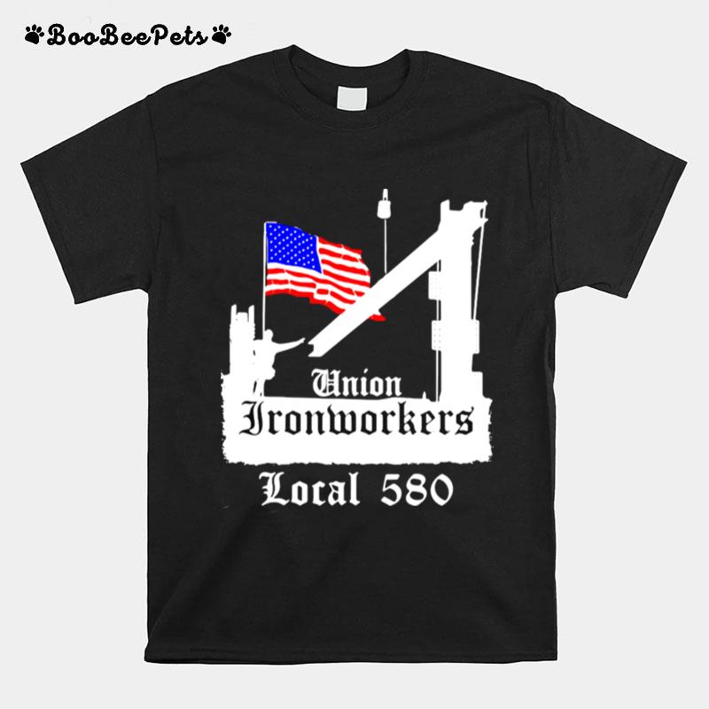 Union Ironworkers Local 580 Nyc American Flag Architecture T-Shirt