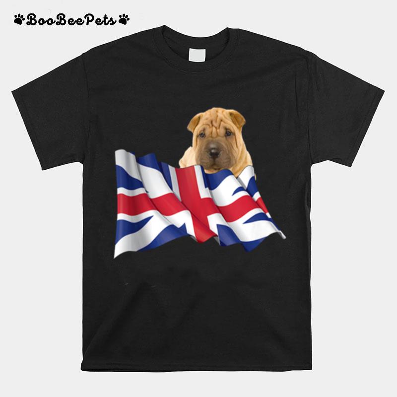 Union Jack Flag Dog Chinese Sharpei T-Shirt