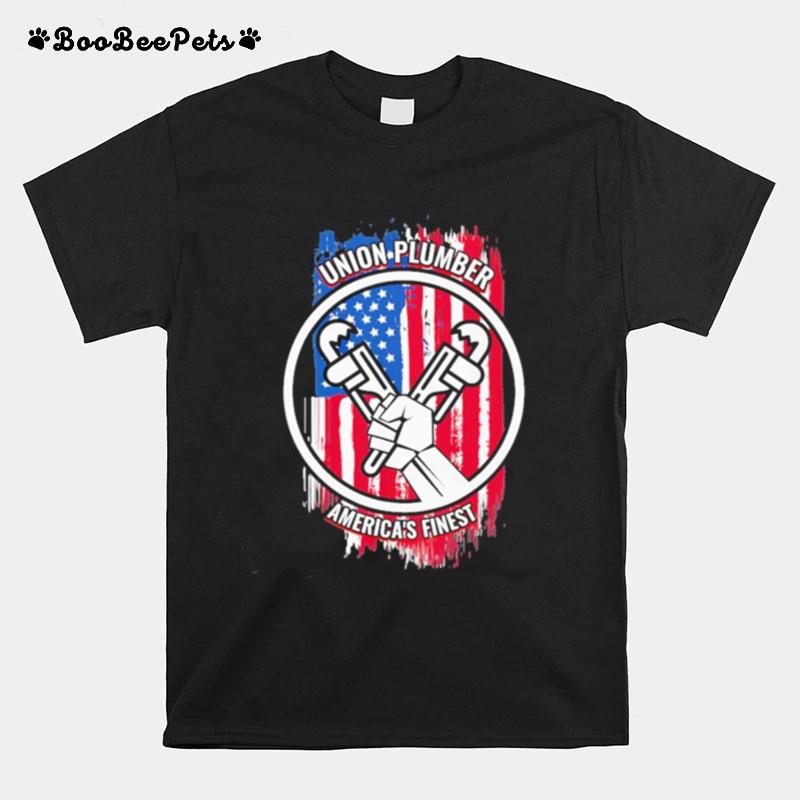 Union Plumber Americas Finest American Flag T-Shirt