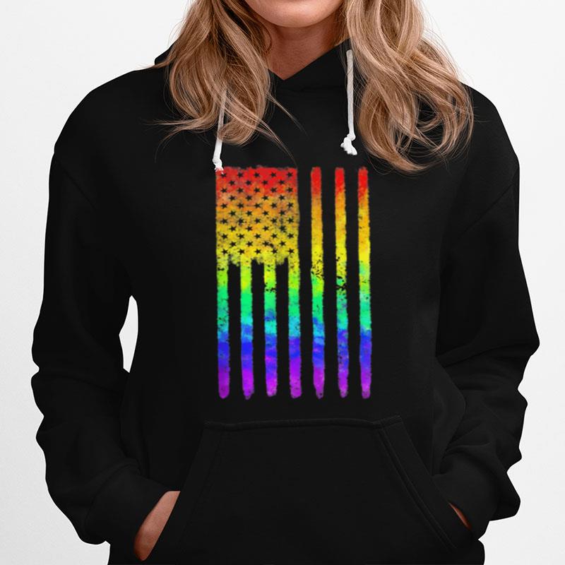 Unique Distressed Rainbow American Flag Gay Pride Patriot Us Hoodie